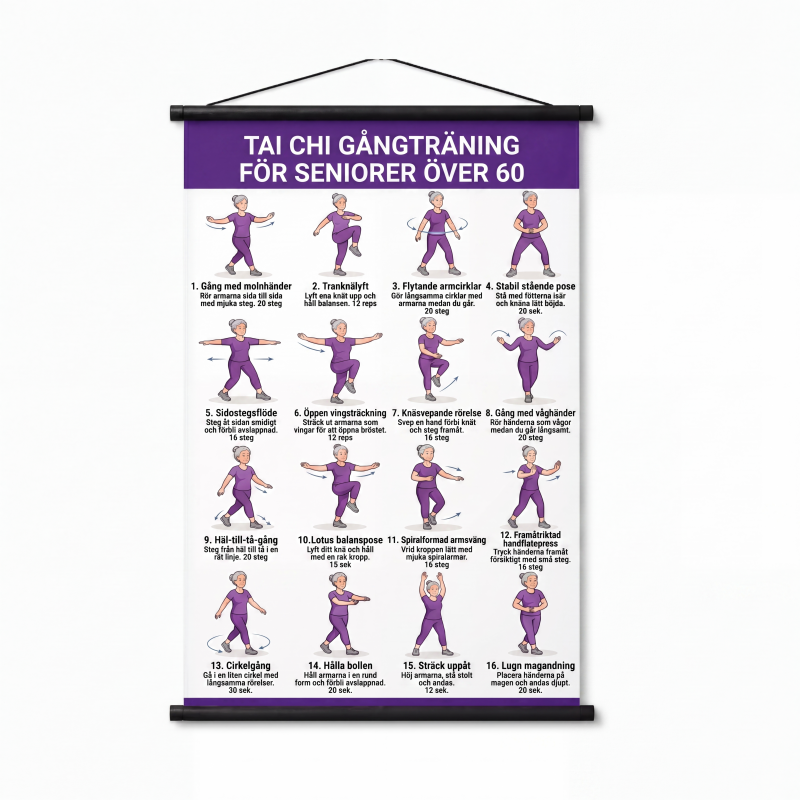 🔥🎁JETZT 50% RABATT!🧘📋Tai-Chi-Trainingsposter für Senioren – Leicht nachvollziehbare Übungen, große Schrift und Illustrationen – Sanfte tägliche Übungen für Gleichgewicht und Beweglichkeit💪