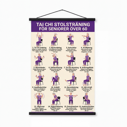 🔥🎁JETZT 50% RABATT!🧘📋Tai-Chi-Trainingsposter für Senioren – Leicht nachvollziehbare Übungen, große Schrift und Illustrationen – Sanfte tägliche Übungen für Gleichgewicht und Beweglichkeit💪