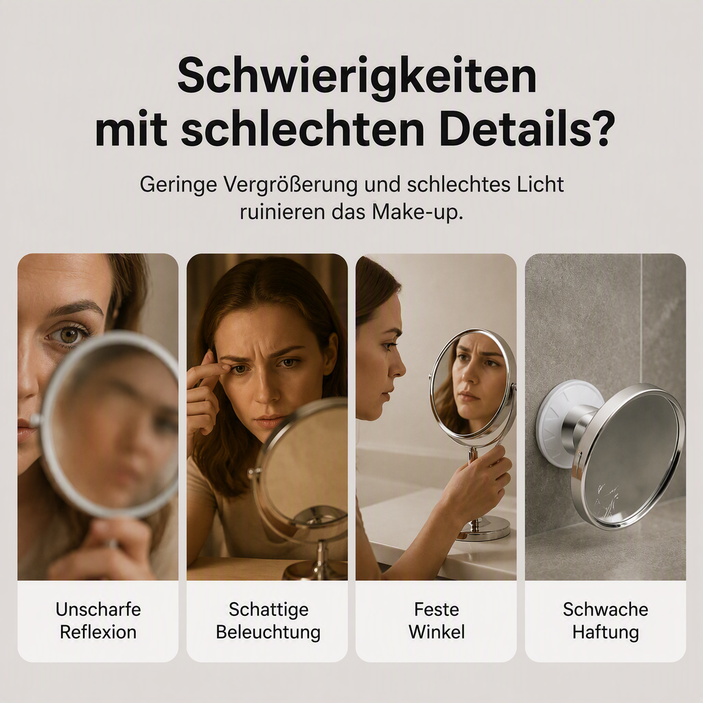 💥 50 % Rabatt ! Schminkspiegel 10-fach mit LED-Licht – Kein Bohren, voller Durchblick! 💄 Überall anbringbar, beleuchtet perfekt, 360° schwenkbar ✨ Limitiertes Angebot ⏳