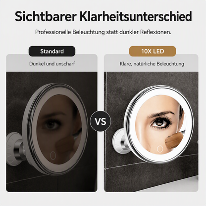 💥 50 % Rabatt ! Schminkspiegel 10-fach mit LED-Licht – Kein Bohren, voller Durchblick! 💄 Überall anbringbar, beleuchtet perfekt, 360° schwenkbar ✨ Limitiertes Angebot ⏳