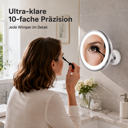 💥 50 % Rabatt ! Schminkspiegel 10-fach mit LED-Licht – Kein Bohren, voller Durchblick! 💄 Überall anbringbar, beleuchtet perfekt, 360° schwenkbar ✨ Limitiertes Angebot ⏳