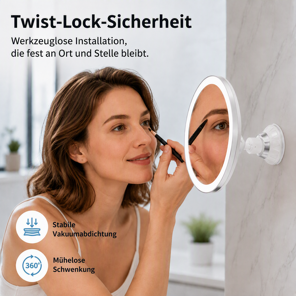 💥 50 % Rabatt ! Schminkspiegel 10-fach mit LED-Licht – Kein Bohren, voller Durchblick! 💄 Überall anbringbar, beleuchtet perfekt, 360° schwenkbar ✨ Limitiertes Angebot ⏳