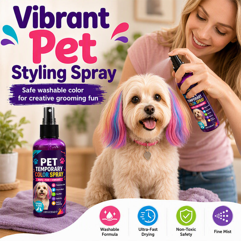 🌈 Temporäres Haustier-Haarfärbespray – Auswaschbar Ungiftig Hunde & Katzen Farbe