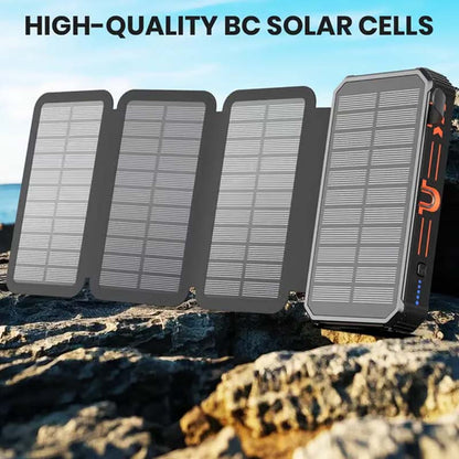 📢📢50% RABATT !!⏰Solar-Powerbank 20000mAh mit LED-Taschenlampe – Solarladefunktion, hohe Kapazität & helles Licht – Ideal für Outdoor, Camping & Notfälle 🔦
