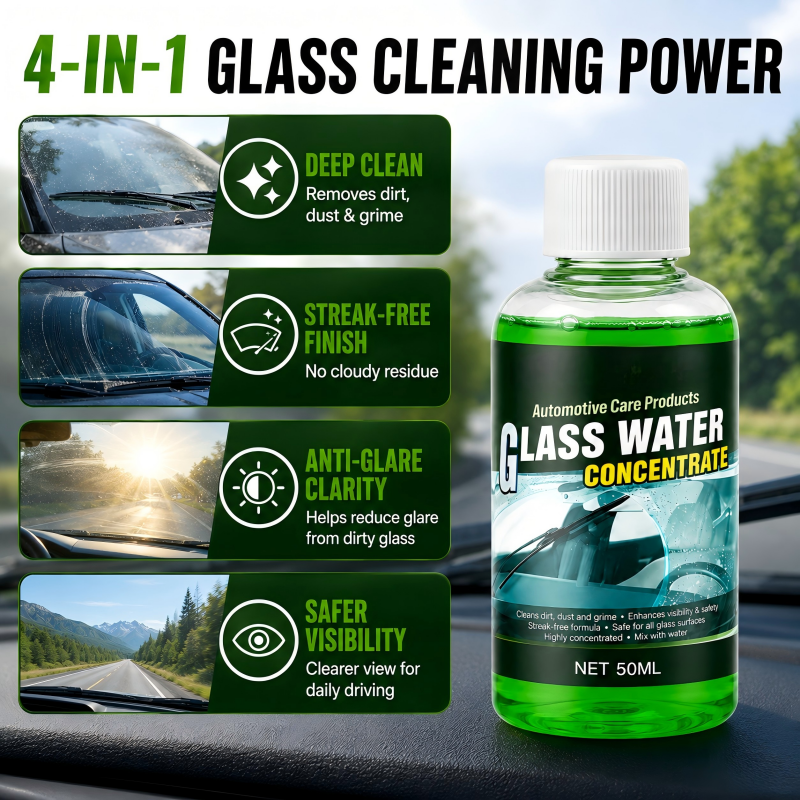 💧 50 % Rabatt ! Autoglas-Wasserkonzentrat – 10ml ergibt 1L, kristallklare Sicht! ✨ Entfernt Schmutz & Insekten, streifenfrei, blendfrei 🚗 Limitiertes Angebot ⏳