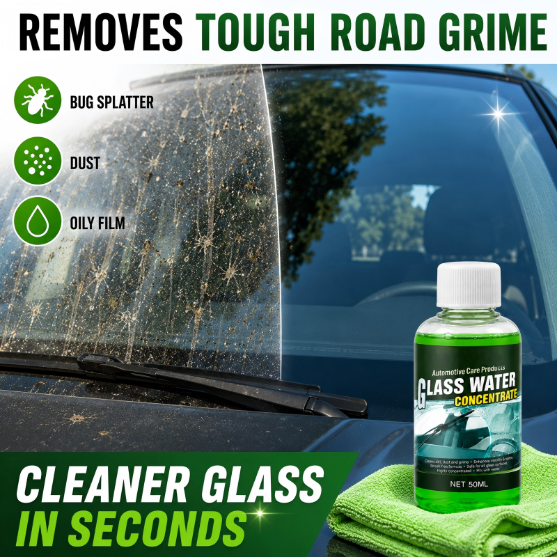 💧 50 % Rabatt ! Autoglas-Wasserkonzentrat – 10ml ergibt 1L, kristallklare Sicht! ✨ Entfernt Schmutz & Insekten, streifenfrei, blendfrei 🚗 Limitiertes Angebot ⏳