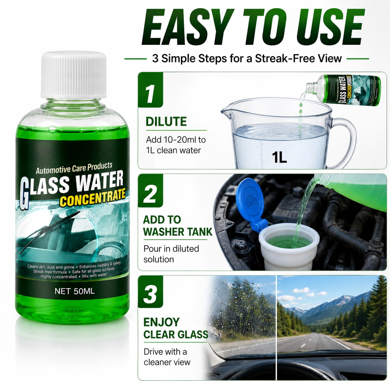 💧 50 % Rabatt ! Autoglas-Wasserkonzentrat – 10ml ergibt 1L, kristallklare Sicht! ✨ Entfernt Schmutz & Insekten, streifenfrei, blendfrei 🚗 Limitiertes Angebot ⏳