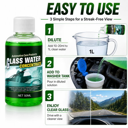 💧 50 % Rabatt ! Autoglas-Wasserkonzentrat – 10ml ergibt 1L, kristallklare Sicht! ✨ Entfernt Schmutz & Insekten, streifenfrei, blendfrei 🚗 Limitiertes Angebot ⏳