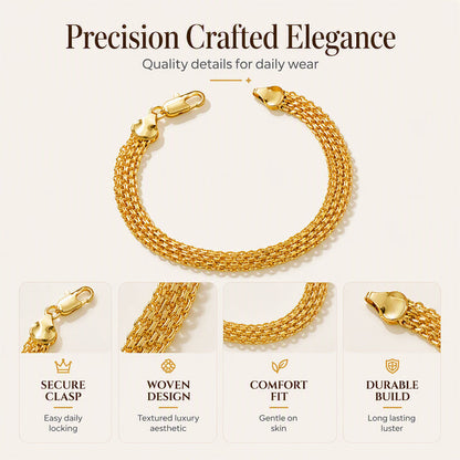 💎 50% RABATT! ✨ 14K vergoldetes breites Mesh-Armband – Luxuriöses Design, langlebig & elegant – Perfektes Geschenk für sie 🎁