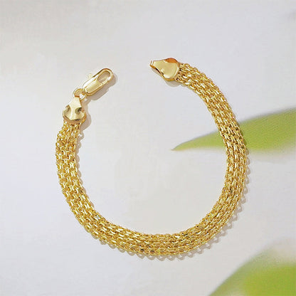 💎 50% RABATT! ✨ 14K vergoldetes breites Mesh-Armband – Luxuriöses Design, langlebig & elegant – Perfektes Geschenk für sie 🎁