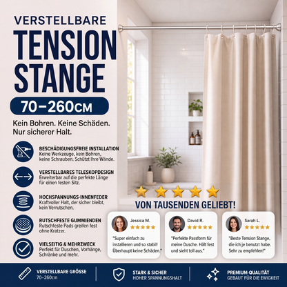 🔧 JETZT 50 % RABATT! 📏 Verstellbare Spannstange ohne Bohren – Werkzeugfreie Montage, starker Halt & vielseitig einsetzbar – Schafft sofortigen Stauraum überall und jederzeit 🏠