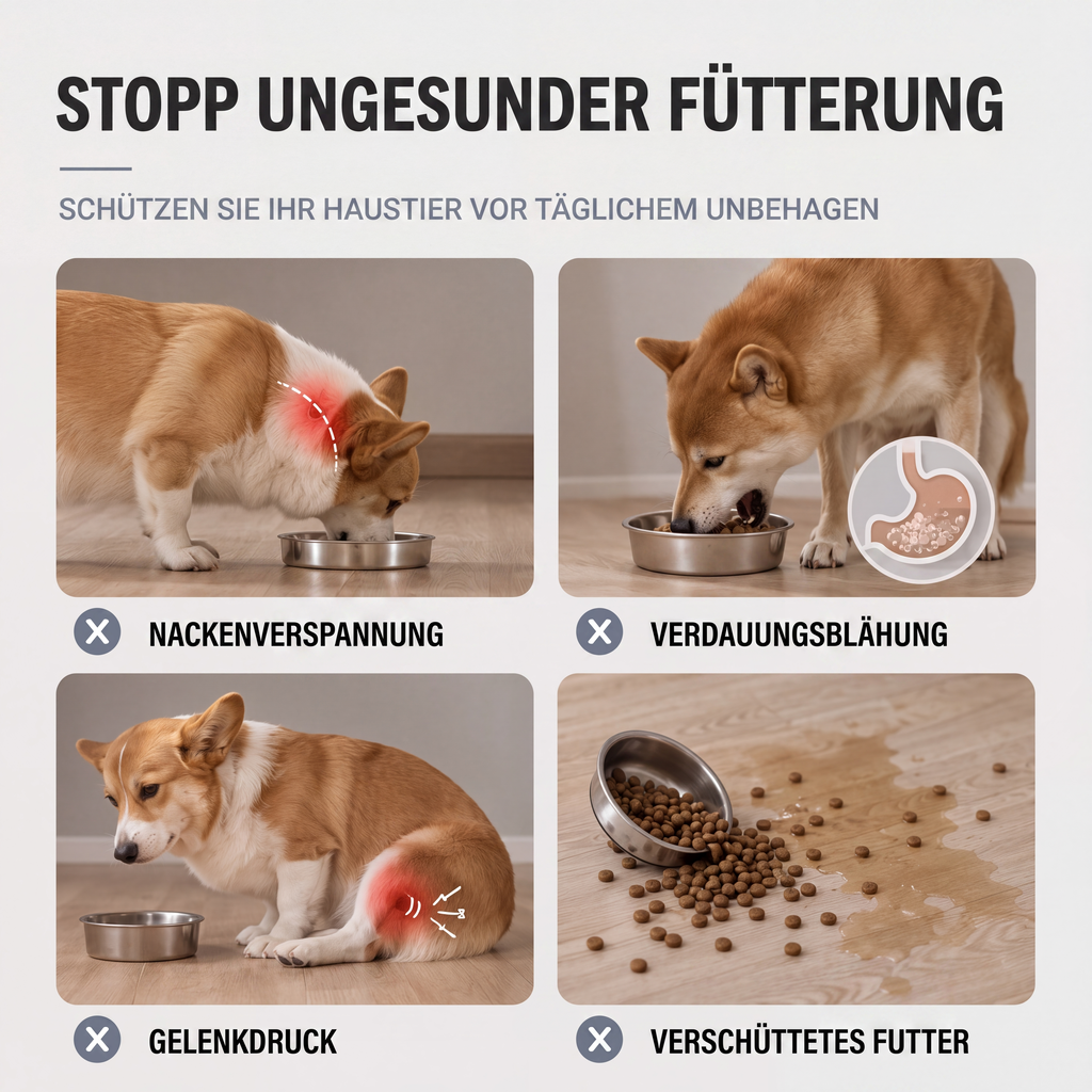 🐶 50 % Rabatt !🐱Erhöhte Hundenäpfe mit Slow-Feeder-Einsatz und Edelstahlnäpfen