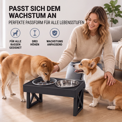 🐶 50 % Rabatt !🐱Erhöhte Hundenäpfe mit Slow-Feeder-Einsatz und Edelstahlnäpfen