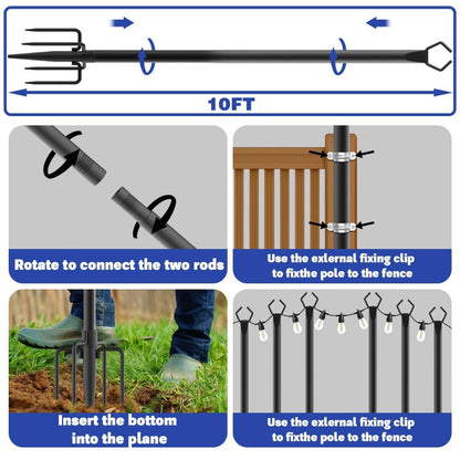✨ Outdoor-Mast für Lichterketten – Sicherer Halt für Gartenzauber! 🎉 Höhenverstellbar, robustes Metall, 5-Zacken-Sockel, oberer Haken ⚡ Limitiertes Angebot ⏳