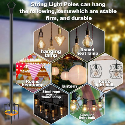 ✨ Outdoor-Mast für Lichterketten – Sicherer Halt für Gartenzauber! 🎉 Höhenverstellbar, robustes Metall, 5-Zacken-Sockel, oberer Haken ⚡ Limitiertes Angebot ⏳