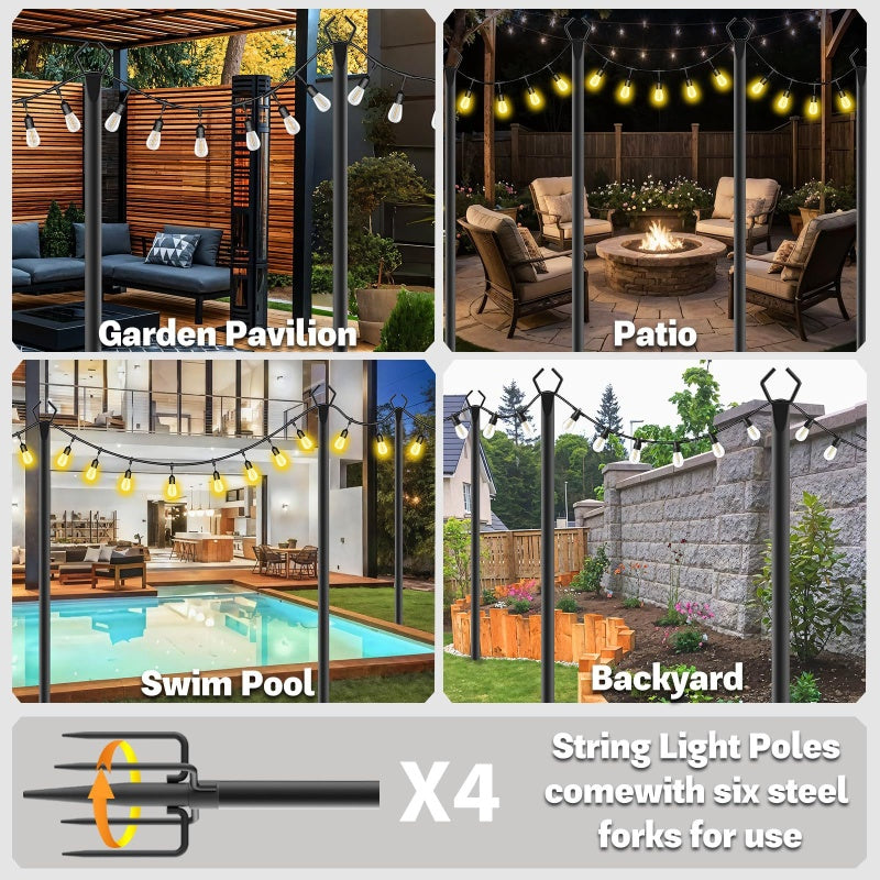 ✨ Outdoor-Mast für Lichterketten – Sicherer Halt für Gartenzauber! 🎉 Höhenverstellbar, robustes Metall, 5-Zacken-Sockel, oberer Haken ⚡ Limitiertes Angebot ⏳