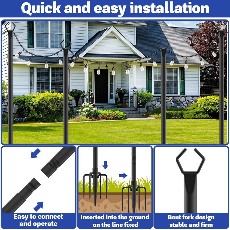 ✨ Outdoor-Mast für Lichterketten – Sicherer Halt für Gartenzauber! 🎉 Höhenverstellbar, robustes Metall, 5-Zacken-Sockel, oberer Haken ⚡ Limitiertes Angebot ⏳