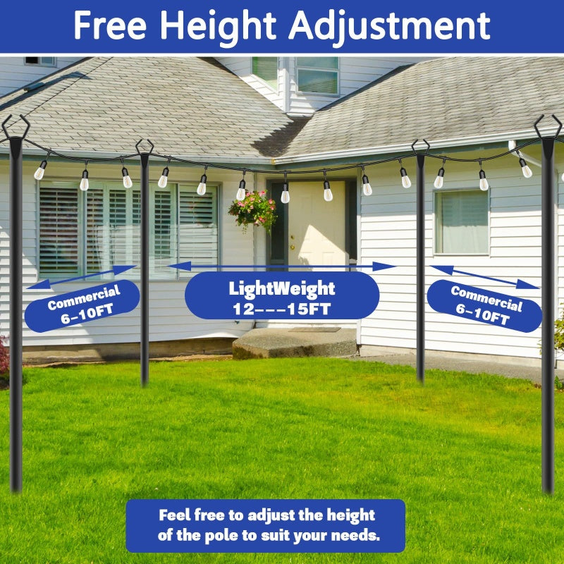 ✨ Outdoor-Mast für Lichterketten – Sicherer Halt für Gartenzauber! 🎉 Höhenverstellbar, robustes Metall, 5-Zacken-Sockel, oberer Haken ⚡ Limitiertes Angebot ⏳