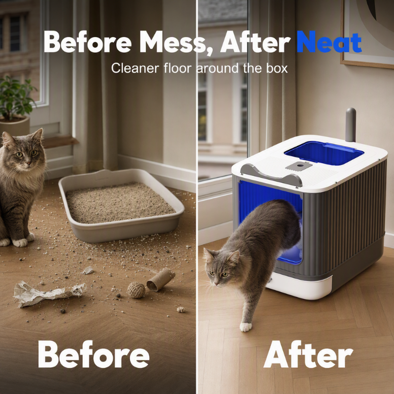 🔥 50 % Rabatt! Geschlossene Katzentoilette mit Geruchskontrolle – weniger Schmutz und Schluss mit verstreuter Streu! 🐾 Geschlossenes Design mit Einstieg von oben für einfache Reinigung 🧹 Zeitlich begrenztes Angebot ⏰