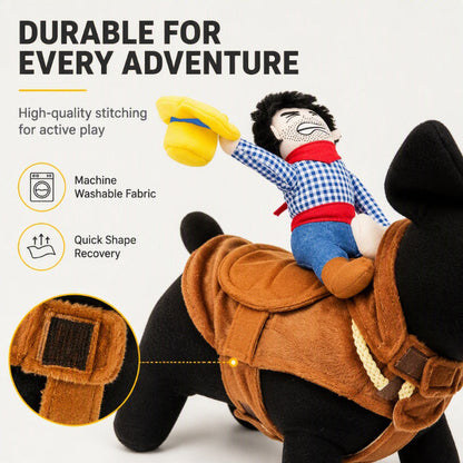 💥 50 % Rabatt! Lustiges Cowboy-Reiter-Kostüm für Hunde – Mach dein Haustier im Handumdrehen zum Star! 🤠 Mit bequemem Sattel; robust und langlebig 🐾 Zeitlich begrenztes Angebot ⏳