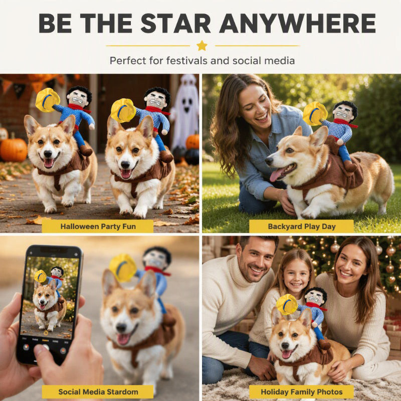 💥 50 % Rabatt! Lustiges Cowboy-Reiter-Kostüm für Hunde – Mach dein Haustier im Handumdrehen zum Star! 🤠 Mit bequemem Sattel; robust und langlebig 🐾 Zeitlich begrenztes Angebot ⏳