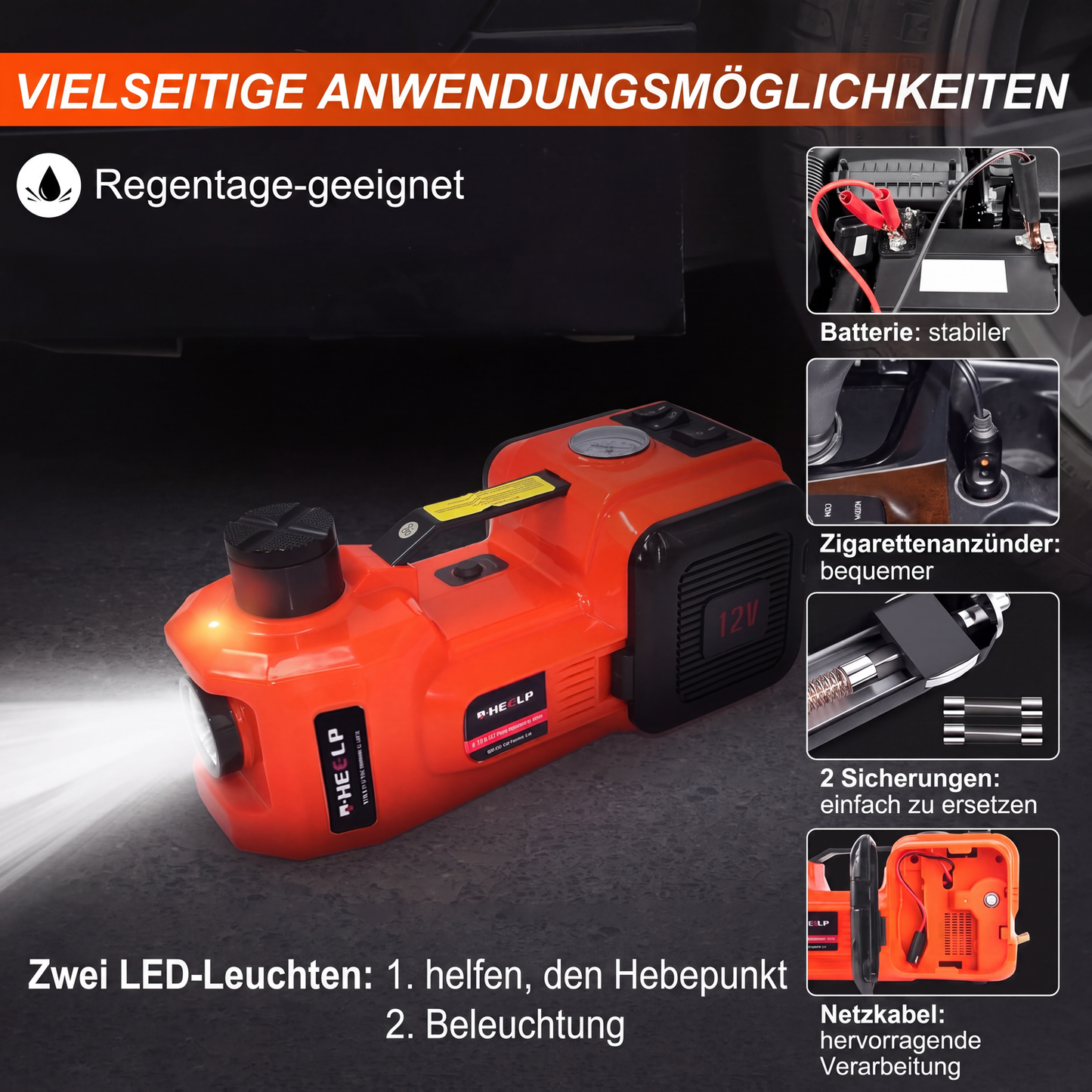 📢📢50% RABATT !!🚗🔧 12-in-1-Wagenheber-Set, max. 5 t, hydraulischer Wagenheber mit elektrischem Schlagschrauber, eingeb. Pumpe & LED-Licht, tragb. Aufzug ✨