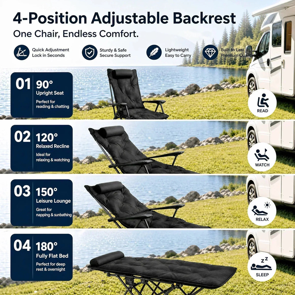 🌿Verstellbare Klappliege mit Beinstütze – Höchster Komfort für Garten & Camping! 🪑 Mehrstufig verstellbare Liegeposition, stabiler Stahlrahmen, sekundenschnell zusammenklappbar 🏕️🌿