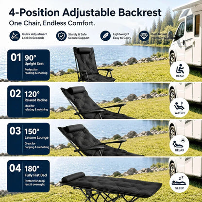 🌿Verstellbare Klappliege mit Beinstütze – Höchster Komfort für Garten & Camping! 🪑 Mehrstufig verstellbare Liegeposition, stabiler Stahlrahmen, sekundenschnell zusammenklappbar 🏕️🌿