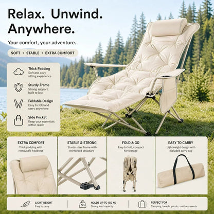 🌿Verstellbare Klappliege mit Beinstütze – Höchster Komfort für Garten & Camping! 🪑 Mehrstufig verstellbare Liegeposition, stabiler Stahlrahmen, sekundenschnell zusammenklappbar 🏕️🌿