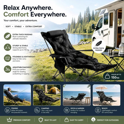🌿Verstellbare Klappliege mit Beinstütze – Höchster Komfort für Garten & Camping! 🪑 Mehrstufig verstellbare Liegeposition, stabiler Stahlrahmen, sekundenschnell zusammenklappbar 🏕️🌿