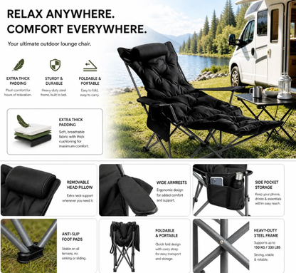 🌿Verstellbare Klappliege mit Beinstütze – Höchster Komfort für Garten & Camping! 🪑 Mehrstufig verstellbare Liegeposition, stabiler Stahlrahmen, sekundenschnell zusammenklappbar 🏕️🌿