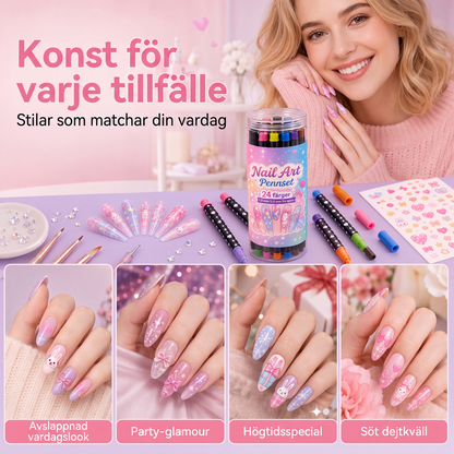 💥 50 % Rabatt ! 24-Farben Nagel-Art-Stifte Set – Zwei Spitzen, endlose Kreativität! 💅 Präzise Linien, schnelles Trocknen, Salon-Qualität ✨