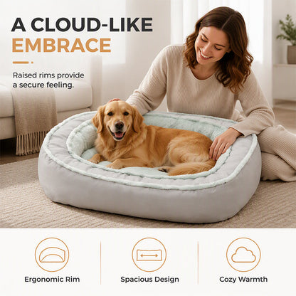 🐾 NUR FÜR KURZE ZEIT 50 % RABATT! ☁️ Ergonomisches Haustierbett für alle Jahreszeiten – Kuschelig, Atmungsaktiv, Gemütlich ✨