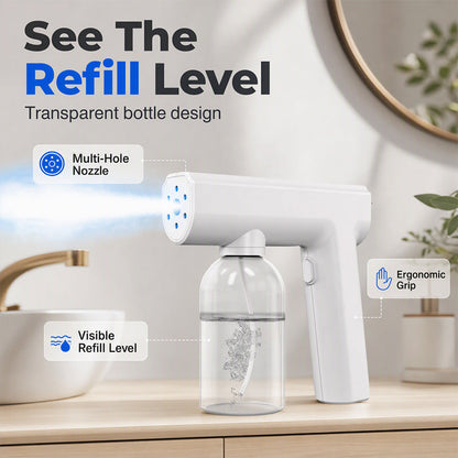 💦 50 % Rabatt ! Blaulicht-Desinfektionssprühpistole – Kabellos, feiner Nebel! ✨ Bequeme Einhandbedienung, wiederaufladbar, überall einsetzbar 🔋
