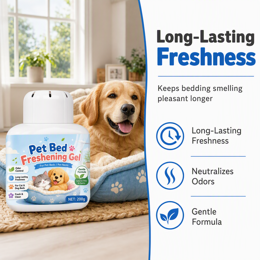 🐶 50 % Rabatt ! Haustier-Geruchsentferner-Gel – Keine Gerüche, reine Frische! 🌿 Langanhaltende Wirkung, sanft zum Schlafplatz, einfach aufstellen