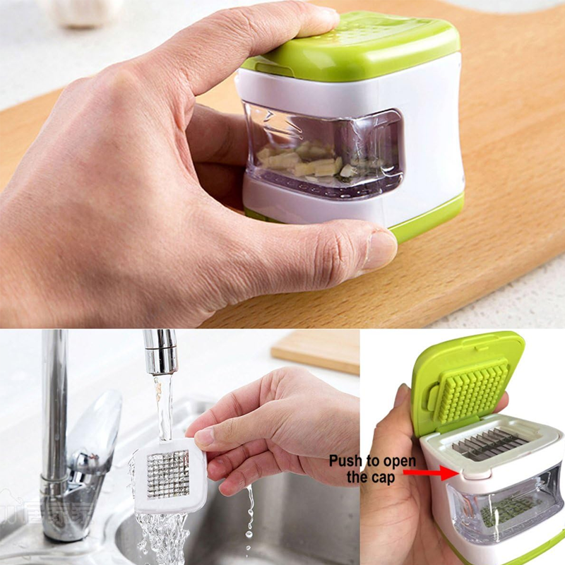 🧄 50 % Rabatt ! Quick-Press Knoblauchzerkleinerer – Müheloses Zerkleinern, saubere Hände! ✨ Mit Auffangbehälter, leicht zu reinigen, 2 Klingen 🔪