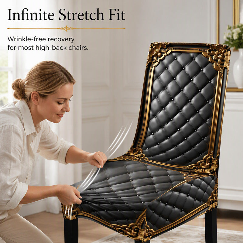 ⚜️ 50 % Rabatt ! Elegante Barock-Stuhlhusse – Königlicher Charme, perfekter Schutz! 🖤 Grenzenlose Stretch-Passform, weich & bequem, waschbar 🪑