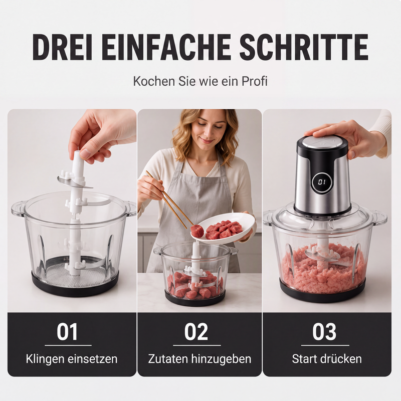 🥩 50 % Rabatt ! Elektrischer Fleischwolf & Küchenmaschine – 2000W Power, in Sekunden zerkleinert! 🔪 Für Fleisch & Gemüse, smarte Steuerung, rostfreier Edelstahl ⚡