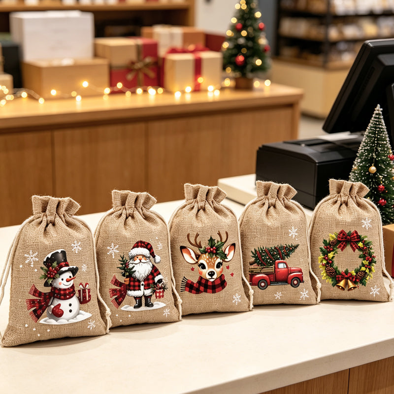 🎁🎄HEISSER VERKAUF! Weihnachtliche Geschenktüten mit Kordelzug 🧦🎅