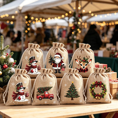 🎁🎄HEISSER VERKAUF! Weihnachtliche Geschenktüten mit Kordelzug 🧦🎅