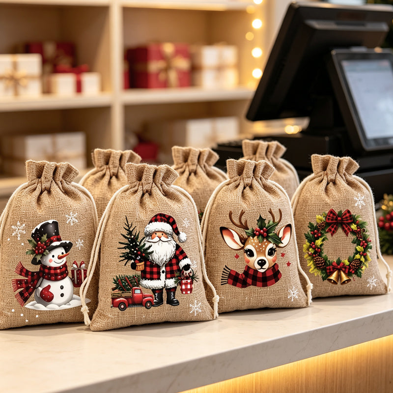 🎁🎄HEISSER VERKAUF! Weihnachtliche Geschenktüten mit Kordelzug 🧦🎅
