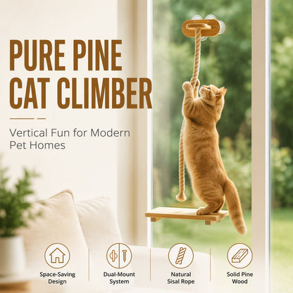🐱 50 % Rabatt ! Katzen-Kletterseil aus Massivholz – Platzsparend, voller Kletterspaß! 🐾 Wand- oder Fenstermontage, reine Naturmaterialien, extrem robust 🐈