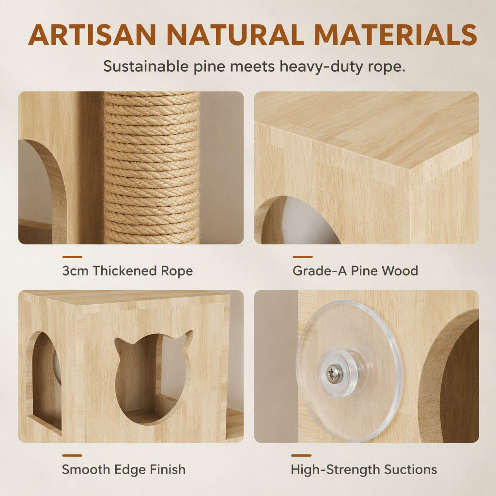 🐱 50 % Rabatt ! Katzen-Kletterseil aus Massivholz – Platzsparend, voller Kletterspaß! 🐾 Wand- oder Fenstermontage, reine Naturmaterialien, extrem robust 🐈