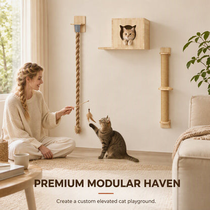🐱 50 % Rabatt ! Katzen-Kletterseil aus Massivholz – Platzsparend, voller Kletterspaß! 🐾 Wand- oder Fenstermontage, reine Naturmaterialien, extrem robust 🐈