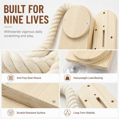 🐱 50 % Rabatt ! Katzen-Kletterseil aus Massivholz – Platzsparend, voller Kletterspaß! 🐾 Wand- oder Fenstermontage, reine Naturmaterialien, extrem robust 🐈