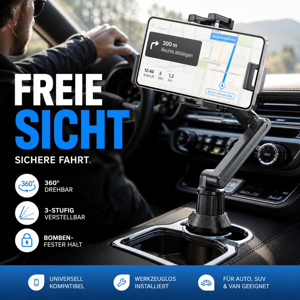 📢📢50 % Rabatt!! ⏰🚗360° dreh- und verstellbarer Auto-Becherhalter