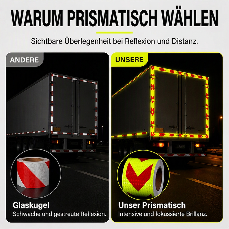 🚨 50 % Rabatt ! Reflektierendes Pfeilband Selbstklebend – Maximale Sicherheit bei Nacht! 🚚 3x stärkere Reflexion, wetterfest & UV-beständig, bombenfeste Haftung ⚡