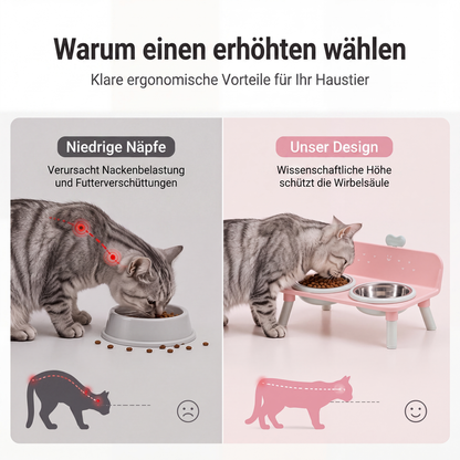 🐶 50 % Rabatt! Höhenverstellbarer Doppelnapf für Hunde & Katzen – Abnehmbare Futternäpfe mit stabilem Napfständer