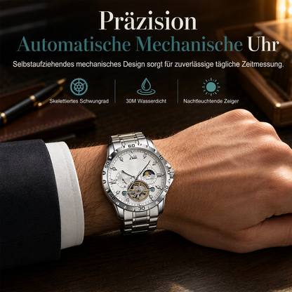 📢📢50% RABATT !!⏰Automatische mechanische Uhr für Herren, leuchtend, wasserdicht, Geschäfts-Skelettuhr mit Schwungrad und Edelstahlarmband