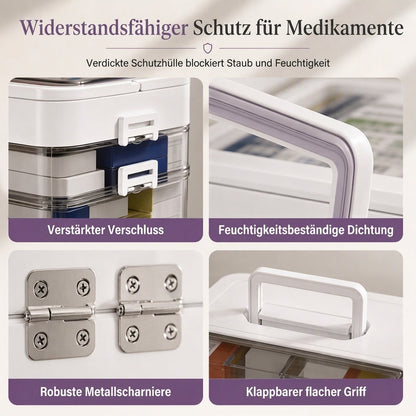 📢📢 JETZT 50 % RABATT!! ⏰💊 Große Medikamenten-Aufbewahrungsbox aus Kunststoff – Mehrlagig, unterteilt & tragbar für Haushalt & Notfall ✨